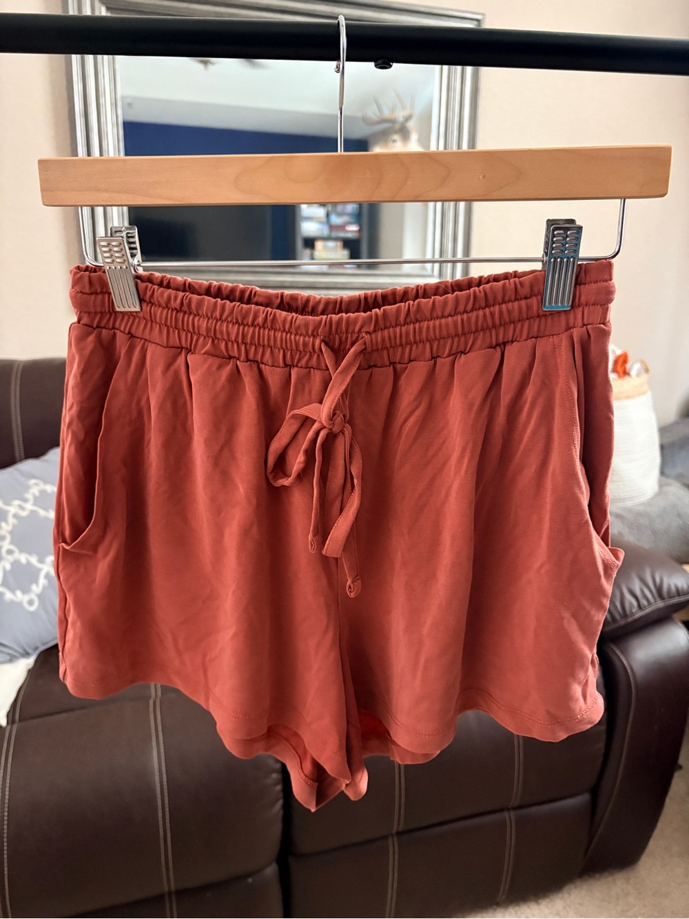 aerie Rust Orange Drawstring Lounge Shorts